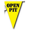 105' Stock Printed Triangle Warning Pennant String (Open Pit)